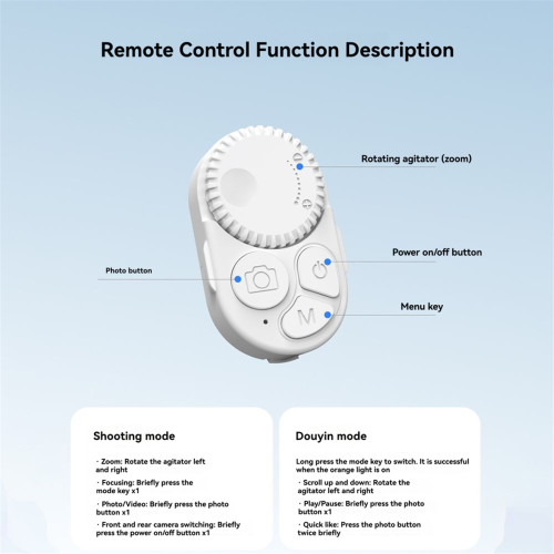 Controle remoto Bluetooth Zoom para celular para iOS/Android/Harmony OS 1