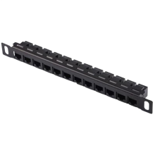 12-ports patchpanel, netværkskabelorganisatorstativ