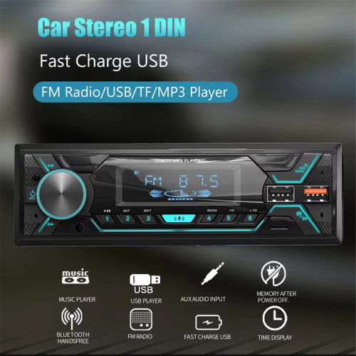 Bilradio 1 Din Stereo Multimedia MP3-afspiller Digital Bluetooth FM 1