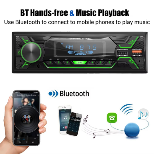 Bilradio 1 Din Stereo Multimedia MP3-afspiller Digital Bluetooth FM 2