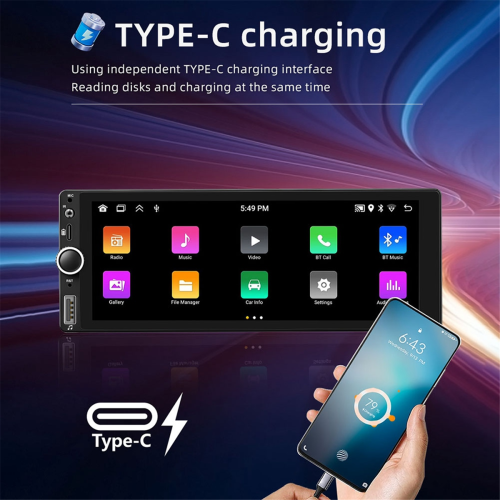 Carro 6,86 polegadas 1 Din MP5 Player Bluetooth Tela Portátil 2