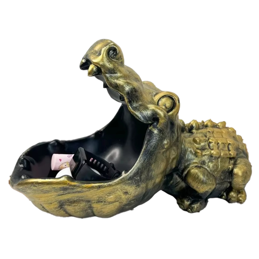 E Scatola Porta Carte E Chiavi In Coccodrillo Color Oro