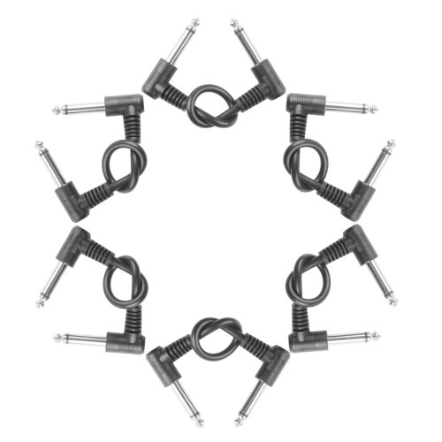6 pakker 18 cm runde patchkabler til guitareffektpedaler, sorte 2