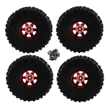 4 stk. 122 mm 1,9 tommer metal Beadlock fælg gummidæk sæt rød