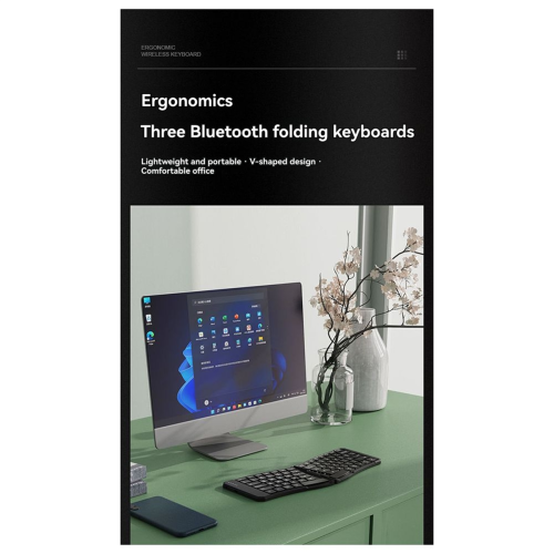 Ergonomisch V-vormig drievoudig opvouwbaar Bluetooth-toetsenbord 2