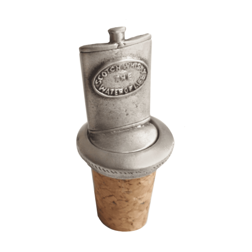 (Add a Gift Pouch) Scotch Whisky Hip Flask Pewter Bottle Stopper