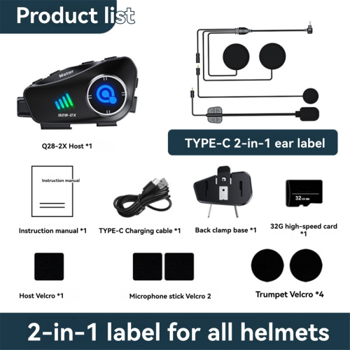 Motorcykelhjelmheadset WIFI Bluetooth, HD 1080P køreoptager 1