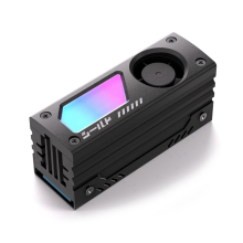ARGB M.2 SSD-køleplade med indbygget 20 mm PWM-blæser til M.2 2280, sort