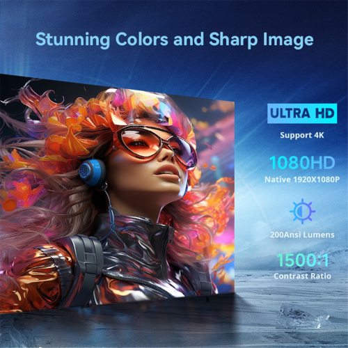 Autofokus Full HD 4K Projektor til Film WiFi Android EU Stik 2
