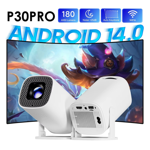 P30 PRO Smart Mini Projektor Android 14 WiFi6 BT 5.0 EU Stik 2
