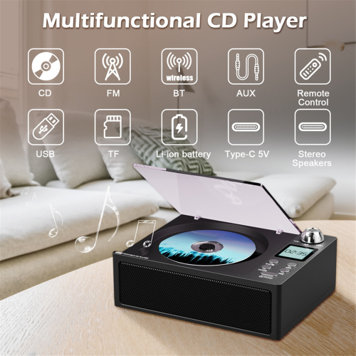 Draagbare Bluetooth Retro CD-speler, dubbele luidsprekers A 1