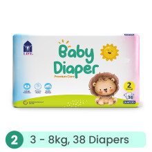 Life Baby Diapers Size 2 Small (3-8kg) 38's Soft, Gentle & Absorbent Nappies for Newborns and Infants