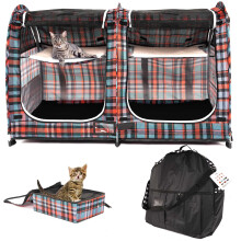 Mispace Gabbia per Gatti/Condominio Portatile a Doppio Scomparto - Cuccia Facile da Piegare e Trasportare - Comoda Gabbia da Viaggio per Cuccioli