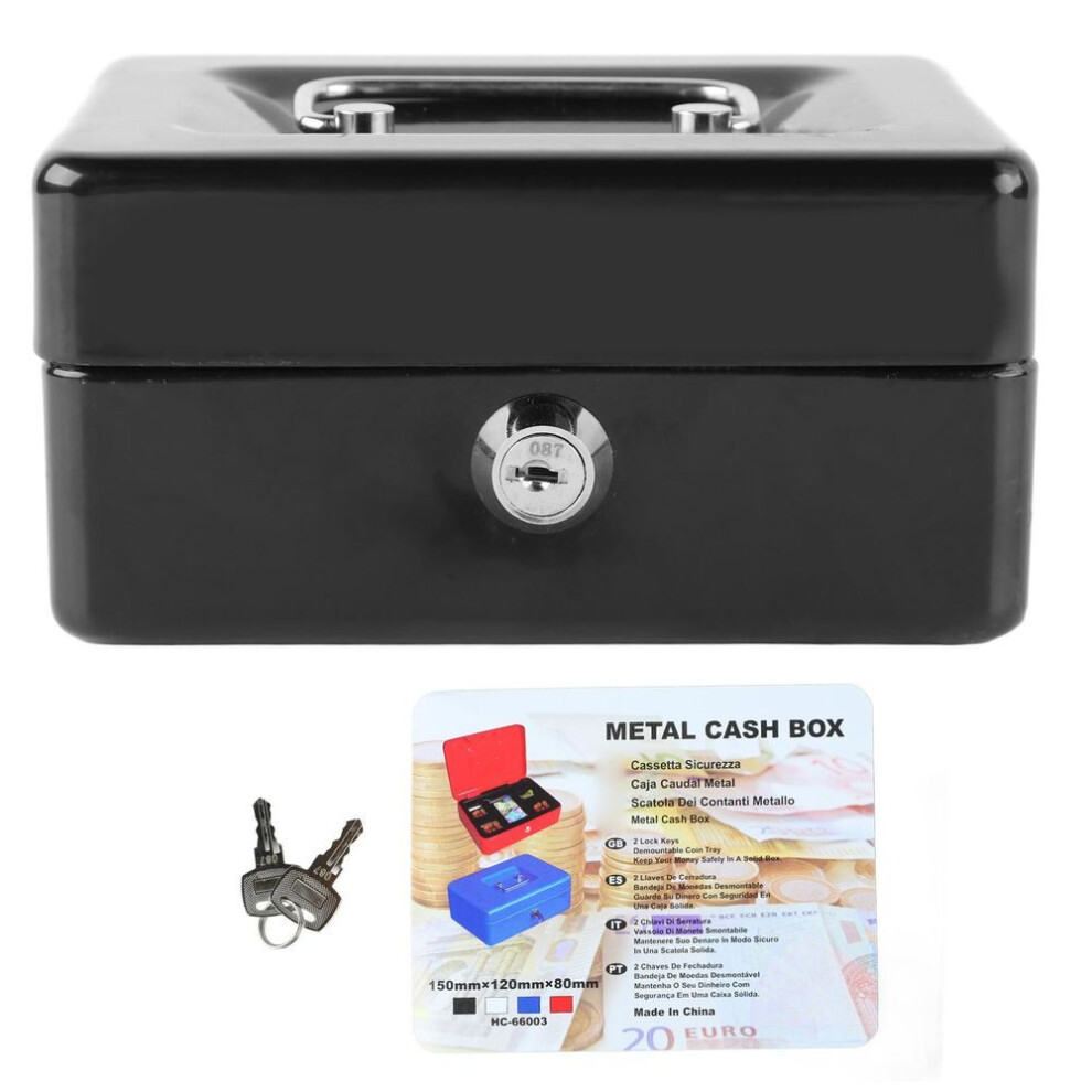 Metal Cash Box With Lock Safety Portable Small Metal Storage Box With 2 Keys For Money Document
