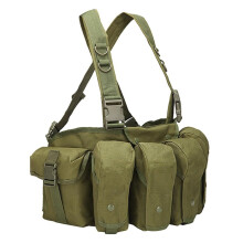 Tactical Chest Rig Bag, Camouflage Airsoft Vest Adjustable Molle Pouch 800D Oxford 61cmx25cm Army Green