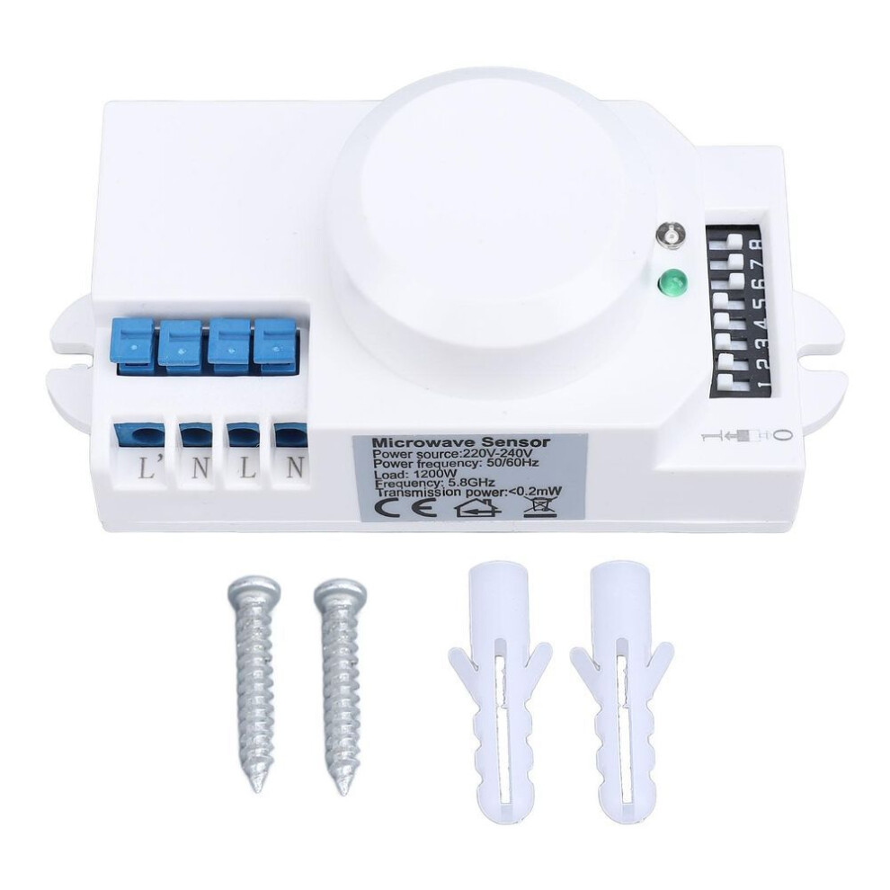 Microwave Radar Sensing Switch 5.8g 1200w Adjustable Human Motion Detector Light Switch For Home