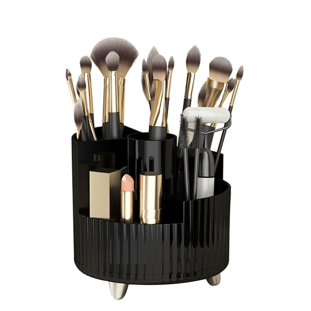 (black) Makeup Brush Holder 360 Degree Rotating Cosmetic Storage Cup For Vanity Small Perfume Lipstick