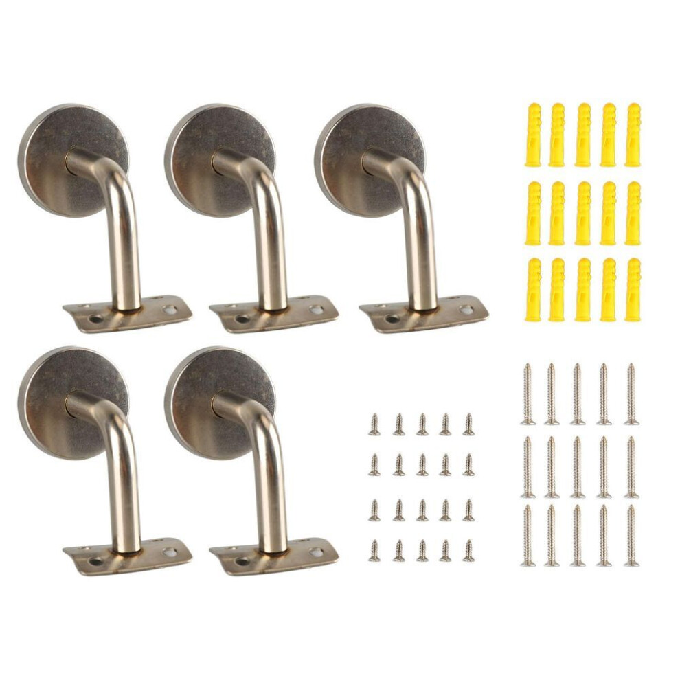 5pcs Wall Handrail Bracket Practical Robust Wall Mounted Stainless Steel Handrail Bracket Set For