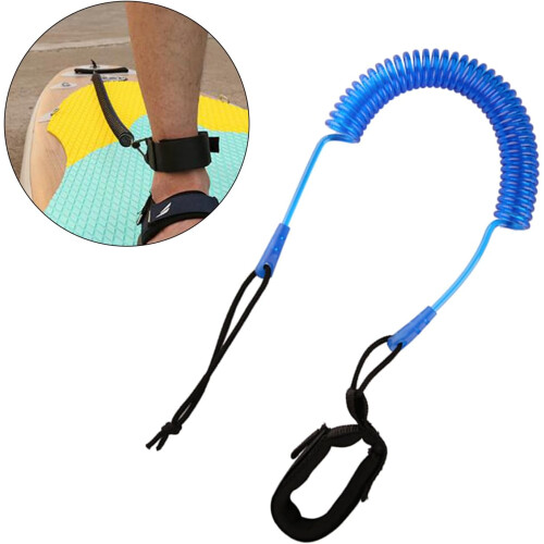 Wrapped paddleboard leash, thick leg strap, replacement surfboard leash, spiral spring leg, foot rope, blue surf leash Ref: 7286 1