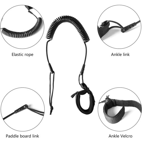 Wrapped paddleboard leash, thick leg strap, replacement surfboard leash, spiral spring leg, foot rope, blue surf leash Ref: 7286 2