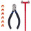 Archery, square Tsquare, aluminum alloy, hunting measuring tool, bows, arrows, bowstring, positioning scale red 3
