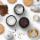 Set of 3 Black Stacking Canisters  Tea Coffee Sugar Storage Jars 5