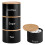 Set of 3 Black Stacking Canisters  Tea Coffee Sugar Storage Jars 1
