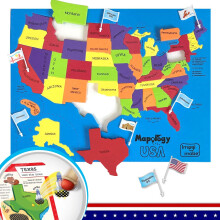 Imagimake Mapology USA Flash Card Puslespil med Flag Land- Hovedstder | Pdagogisk legetj til brn i alderen 5-8 | Lr geografi-puslespil for b