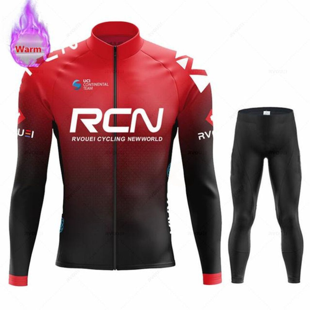 (yellow, M) 2023 Rcn Team Winter Thermal Fleece Cycling Jersey Set New Mtb Bicycle Clothes Maillot Ropa Ciclismo Long Sleeve Bike Clothing