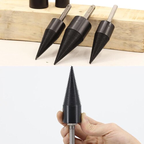 Firewood Chop Drill Bit, Wood Splitting Tool Cone Log Splitters Electric Timber Breaking Machine Firewood Chopper Breaker Bits Accessory 1