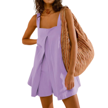 (S, Purple) Women'S Summer Casual Jumpsuit Shorts Overalls Loose Beachwear Travel Holiday Clothing Grey S