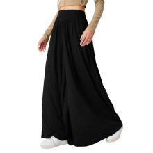 (M, Black) Women'S Elastic High Waist Casual Lounge Loose Palazzo Pants with Pockets Flowy Fall Long Trousers Khaki S