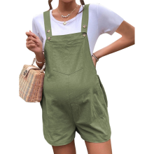 (L, Green) Women'S Summer Casual Bib Short Overalls Loose Linen Jumpsuit Beach Outfits Travel Vacation Clothes S