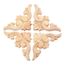 4 StÜCke 6 x Cm Europäischen Stil Geschnitzte Ecke Onlay Applique Möbel Unlackiert TÜR