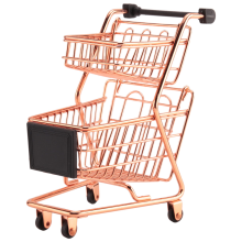 Mini Doppel Schichten Einkaufs Wagen Modell Schmiede Supermarkt Trolley Metall Rose Gold Ablage Korb