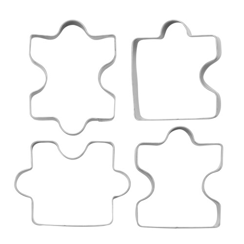 Edelstahl Fondant Kuchen Plaetzchen Ausstechform Puzzle Form 4 Stueck