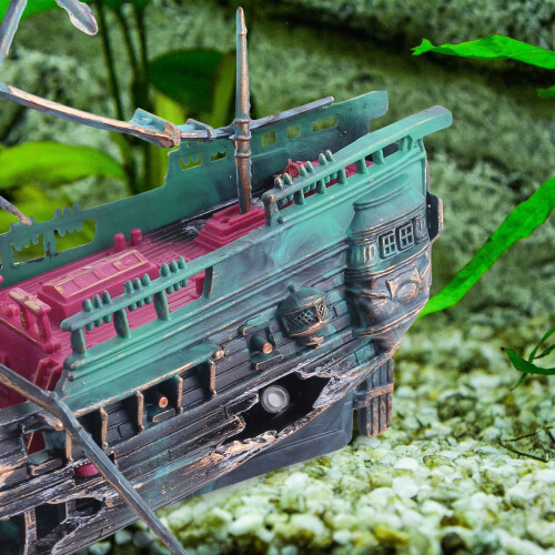 GroßEs Aquarium Dekoration Boot Kunststoff Schiff Luft Teilt Schiffswrack C 2