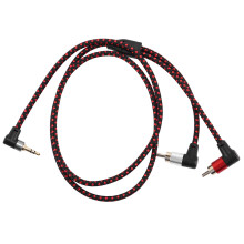 90 Grad 3,5 mm Stecker auf 2 Cinch Kabel Rechtwinklig Stereo AUX Y Splitter Mikrofon Buchsen für Laptop 1M