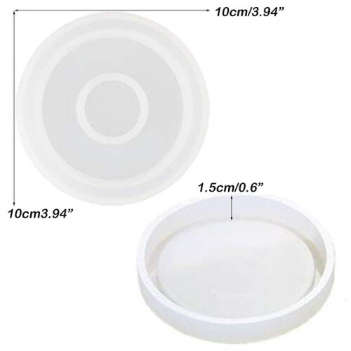 3 Pack Big DIY Round Coaster Silicone Mold, Diameter 3.94 inch/10cm 2