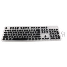 104-Tasten Retro Runde Tastenkappen Doppel Linse DIY Schreibmaschine für Hintergrundbeleuchtete Mechanische Tastatur Schwarz