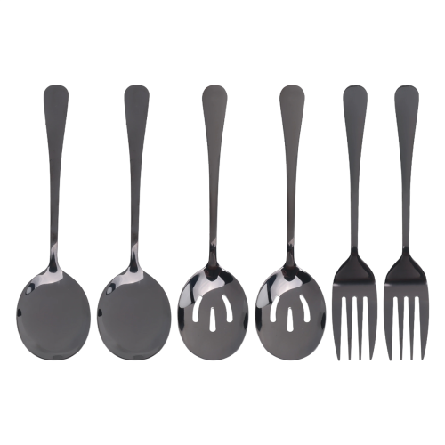 Stainless Steel Buffet Catering Party Spoons and Forks Set Black 1