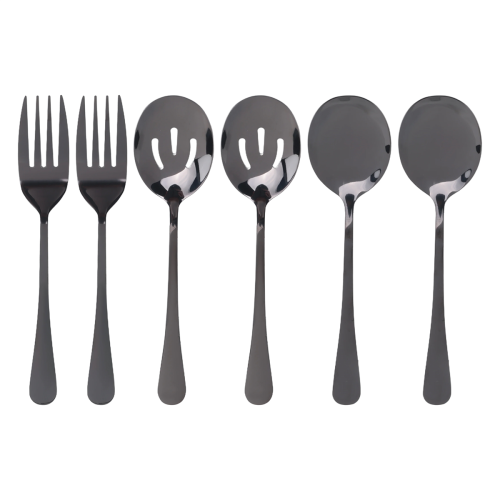 Stainless Steel Buffet Catering Party Spoons and Forks Set Black 2
