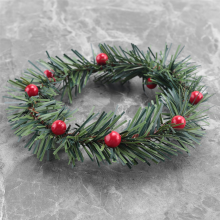 8 STÜCKE Stechpalme Beere Kerze Ring Kleine KüNstliche Rote Beeren Kiefern Nadeln Kranz für Weihnachten Girlande Ornamente