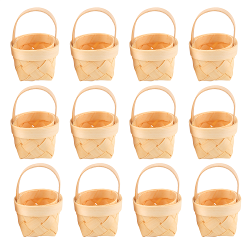 12Pcs Wood Mini Baskets Manual Woven Candy Storage Box 2