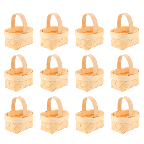 12Pcs Wood Mini Baskets Manual Woven Candy Storage Box 1