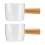 2PCS Transparent Glass with Wooden Handle, Creamer Pitcher. 100Ml 3