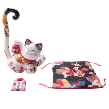 8,6 Keramik Maneki GlüCkliche Katze Geld Spardose MüNze Japanische mit Langem Schwanz Feng Shui Haus , A