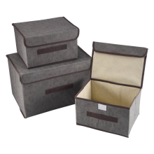 3 Pack Faltbare Aufbewahrungen Box mit Deckel, Stoff Korb Zur Aufbewahrung Organizer für Kleiderschrank, Schrank, Regal ()
