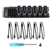 PCIE zu 6Gpbsx6-Port Erweiterung Karte+ Kabel M.2 MKEY PCI-E Riser Karte NVME SATA3.0 ASM1166 Support PM