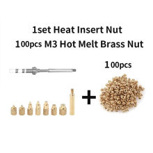 Wärmeeinsatzmutter Eisenspitze TS100 Lötkolbenspitzeneinsatz M2-M8 Messing-Heißschmelzeinsatzmutter-Einsatzsatz mit 100-Teiliger M3-Mutter